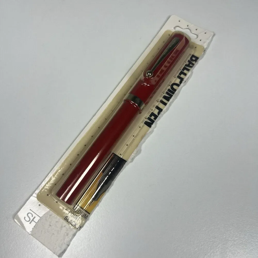 NEW Vintage Sheaffer Red No Nonsense Medium Ball Point Pen Black Ink - Read Disc